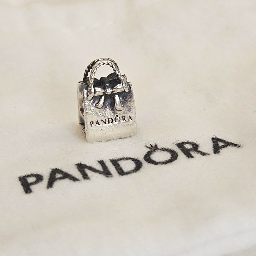 Pandora S925 ALE Sterling Silver Shopping Bag Bracelet Charm Authentic
